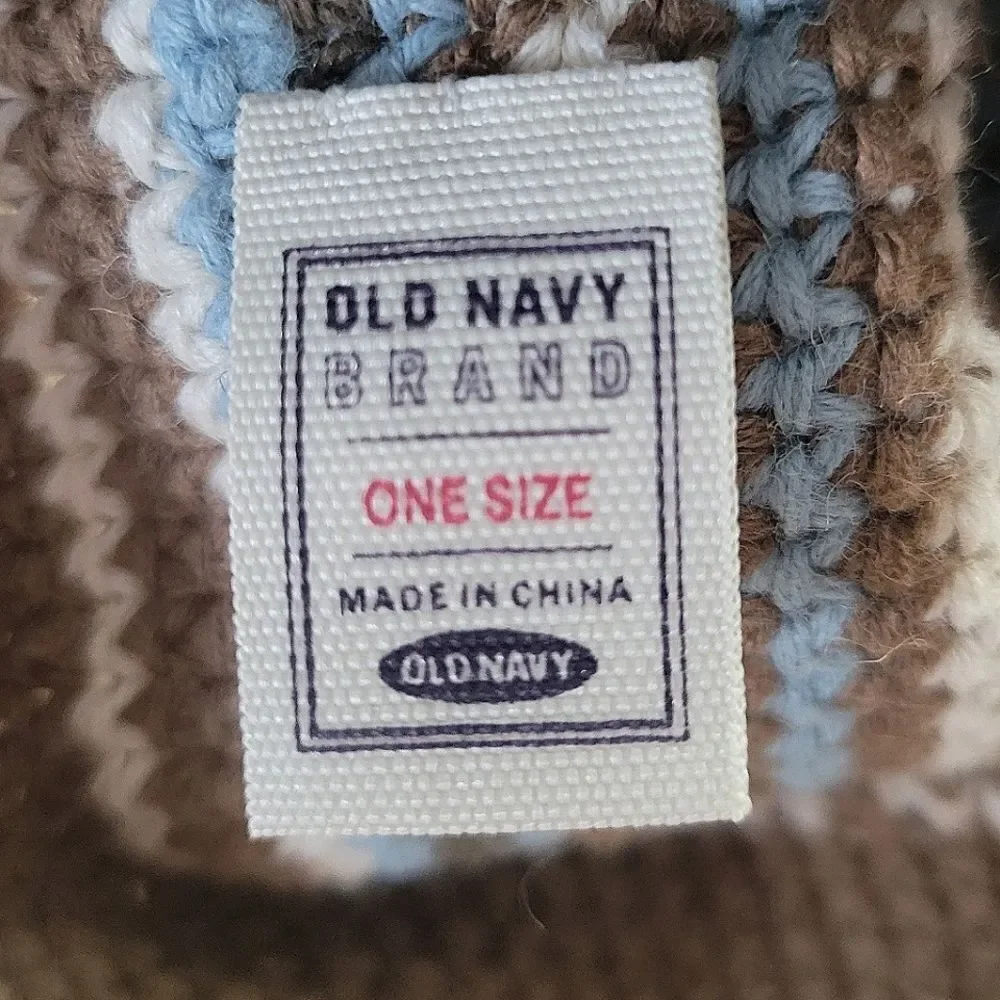 Old Navy Blue Brown Stripe Knit Beanie